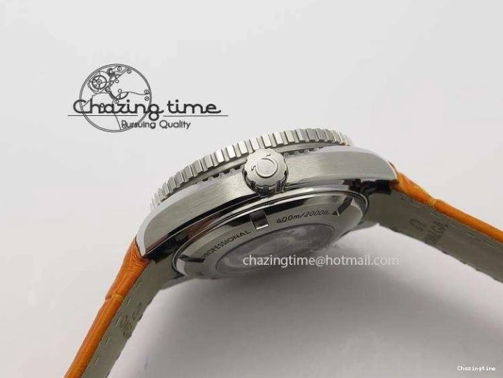 0313 Reliable Planet Ocean Professional SS V6F 37mm Ladies Orange Bezel On Orange Leather Strap A 8255